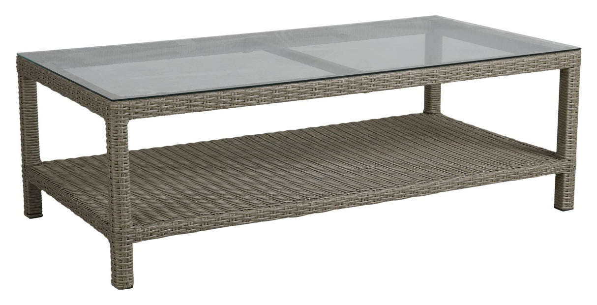 Funkia Lounge Table med glass, 140x70, Beige Wicker