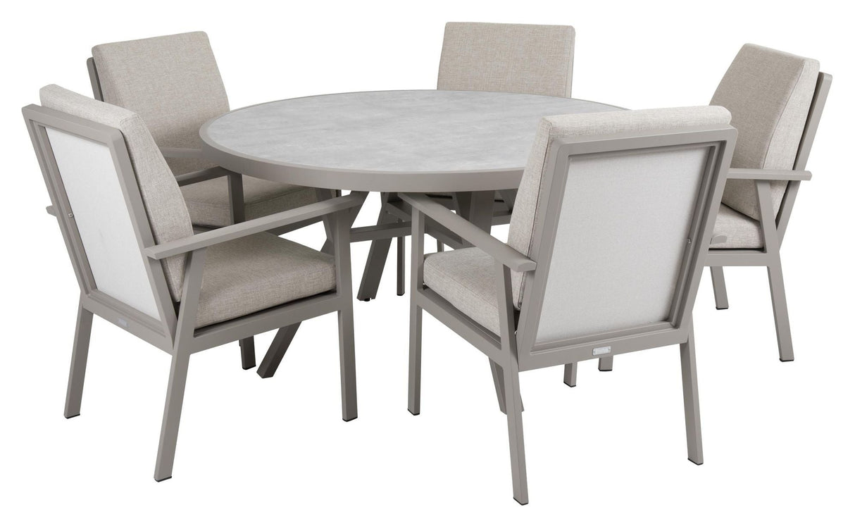 Brafab Samvaro Garden Table med glass Ø140, beige/khaki