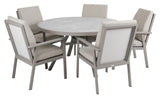 Brafab Samvaro Garden Table med glass Ø140, beige/khaki