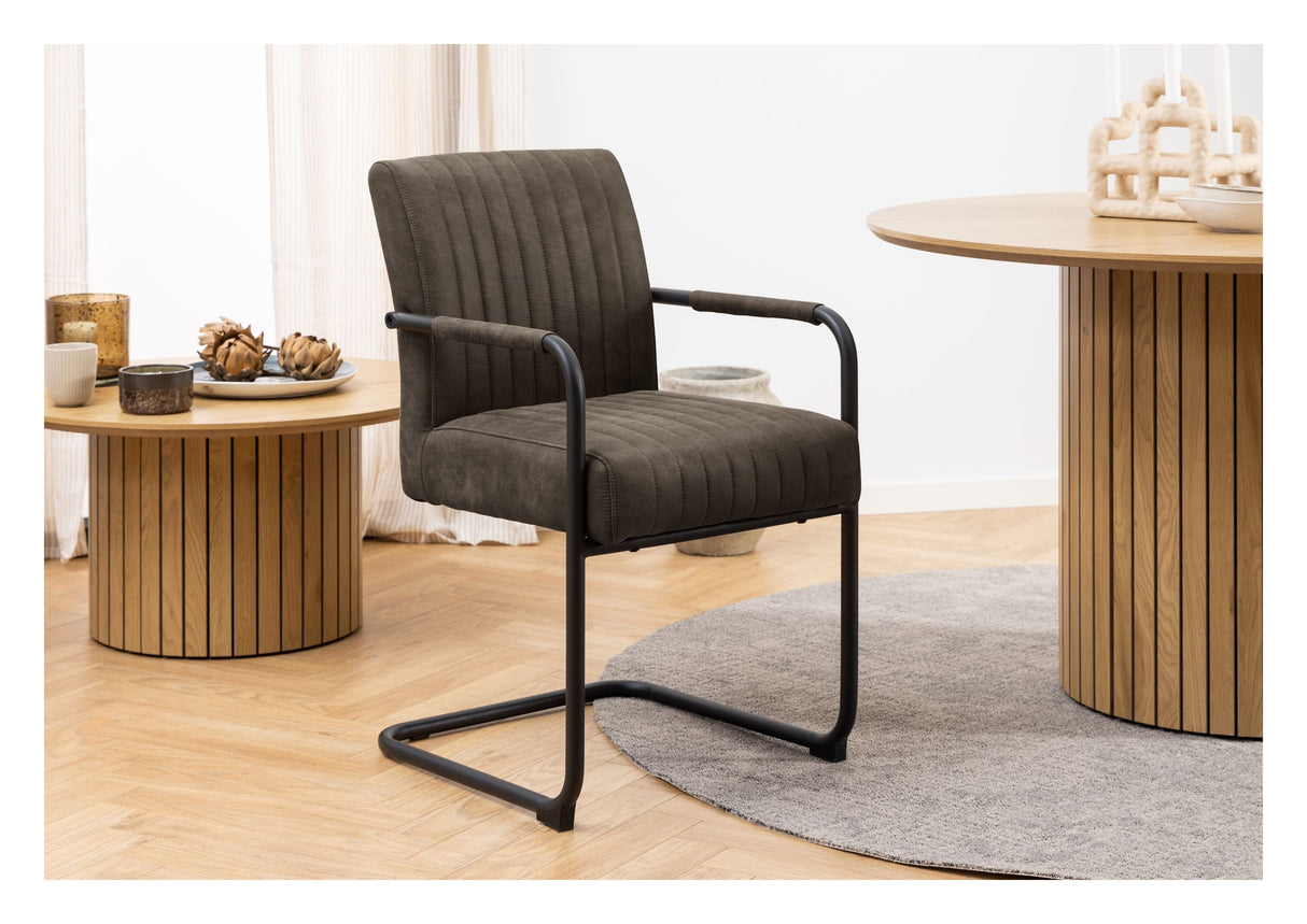 Adele Dining Chair med armlener, grått stoff