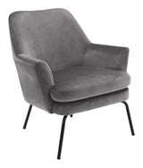 Chisa Lounge Chair, Dark Grey Velvet