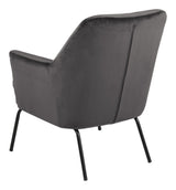 Chisa Lounge Chair, Dark Grey Velvet