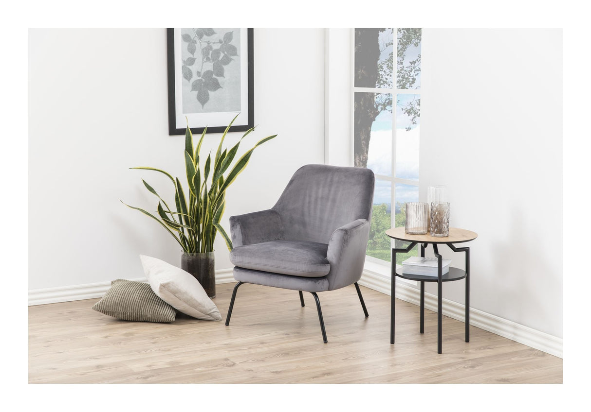 Chisa Lounge Chair, Dark Grey Velvet