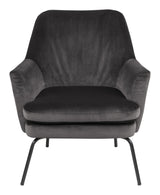 Chisa Lounge Chair, Dark Grey Velvet