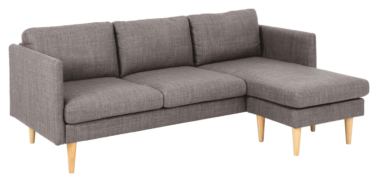 Milly 2-pers. sofa med sjeselong, brunt stoff