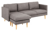 Milly 2-pers. sofa med sjeselong, brunt stoff