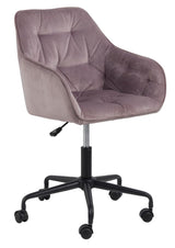 Brooke Office Chair, Dusty Rose Velvet/Mat Black