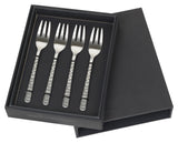 Hune Cake Forks, sett/4, børstet sateng, hamret