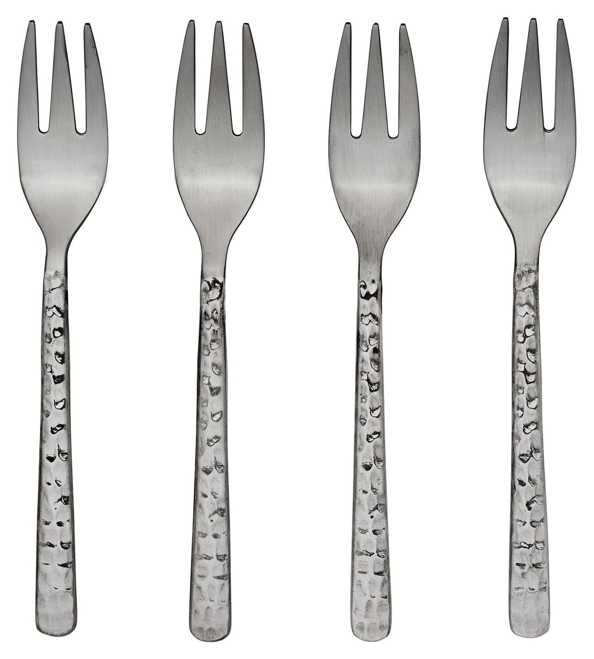 Hune Cake Forks, sett/4, børstet sateng, hamret