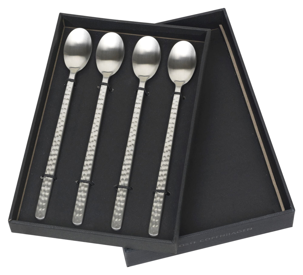 Hune Latte Spoons Set/4 børstet sateng, hamret