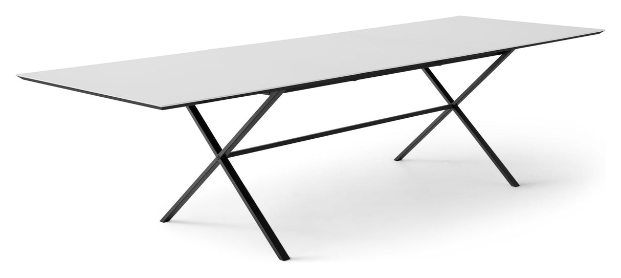 Meza Square Dining Table 210x100 m. Kryssramme, hvitt laminat