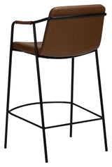 Boto Counter Chair, Vintage Light Brown Leatherette With Black Leg, SH: 67cm