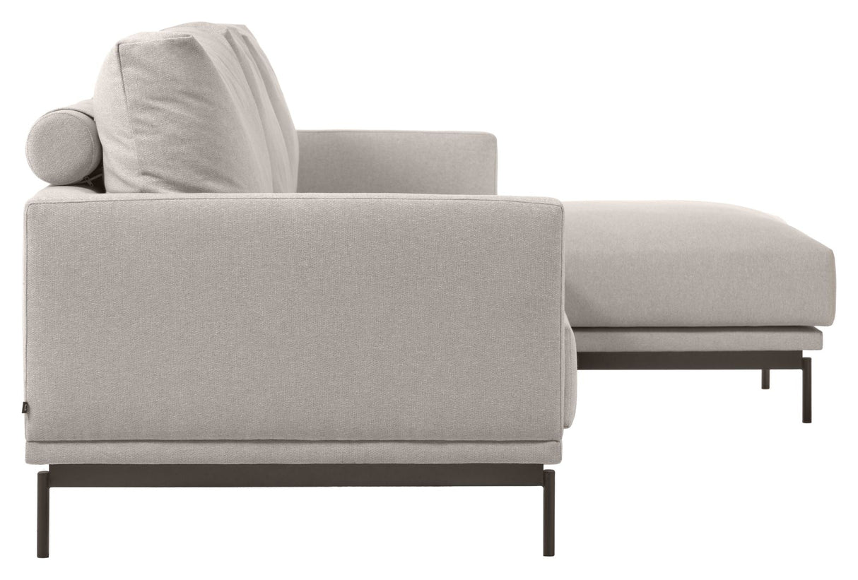 Galen 3-personer. Sofa med venstre venstre sjeselong, B254, Beige Chenille