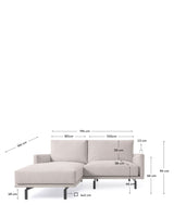 Galen 3-personer. Sofa med venstre venstre sjeselong, B194, Beige Chenille