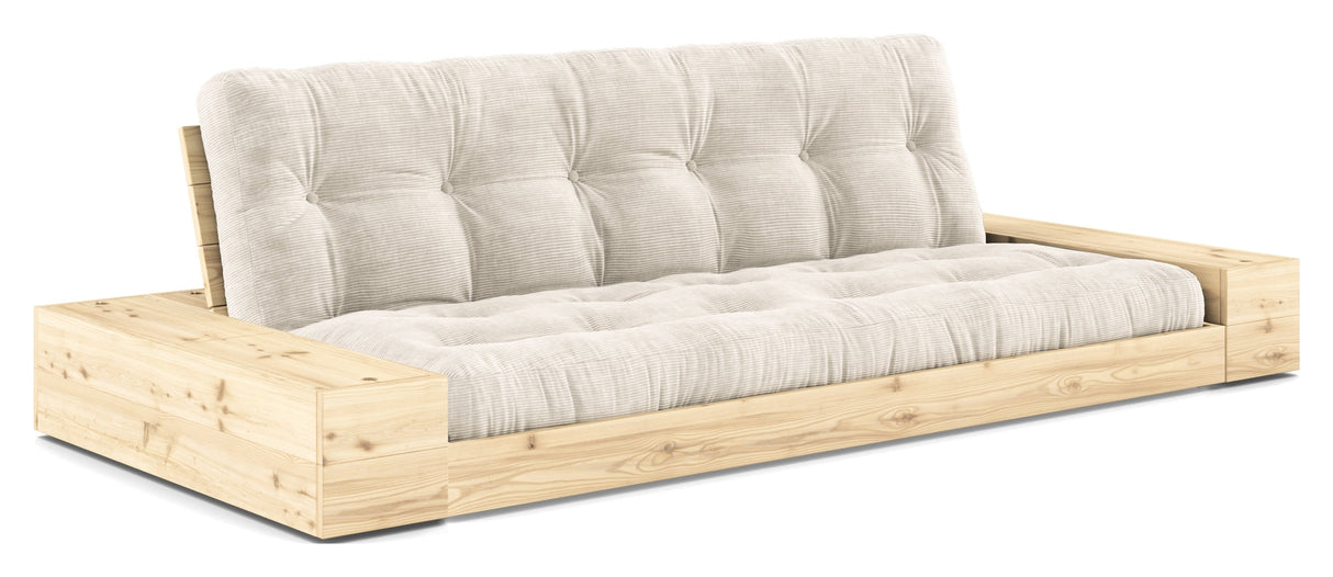 Base sofa seng med sidekasser, elfenben/natur