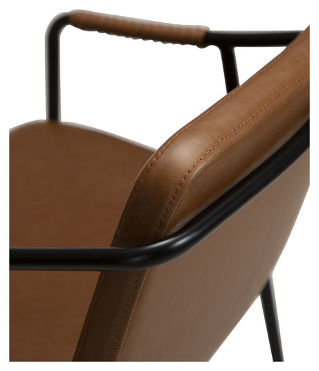 Boto Counter Chair, Vintage Light Brown Leatherette With Black Leg, SH: 67cm