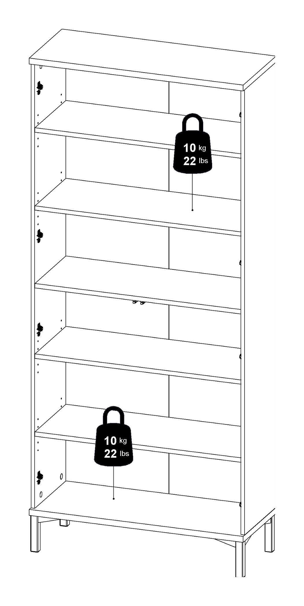 Roomers Vitrine skap med 2 dører - Hvit/Eik struktur 