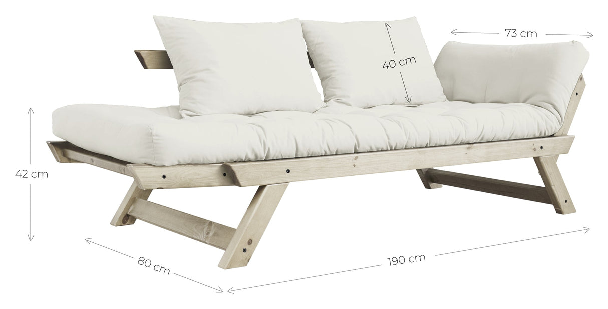 Bebop sofa seng mørk grå/natur