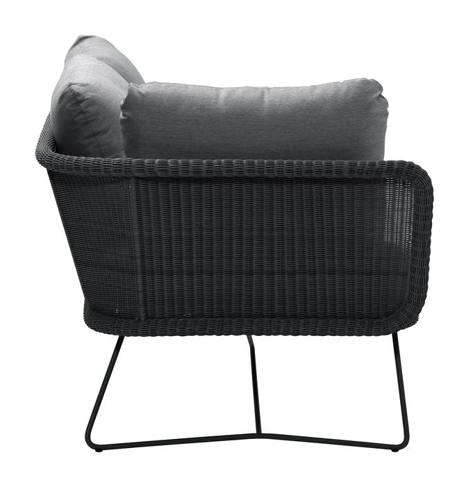 Cane-Line Horizon 2-PERS. Lounge sofa høyre modul, svart, stokklinje vev