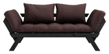 Bebop sofa seng, svart lakkert, furu/brun