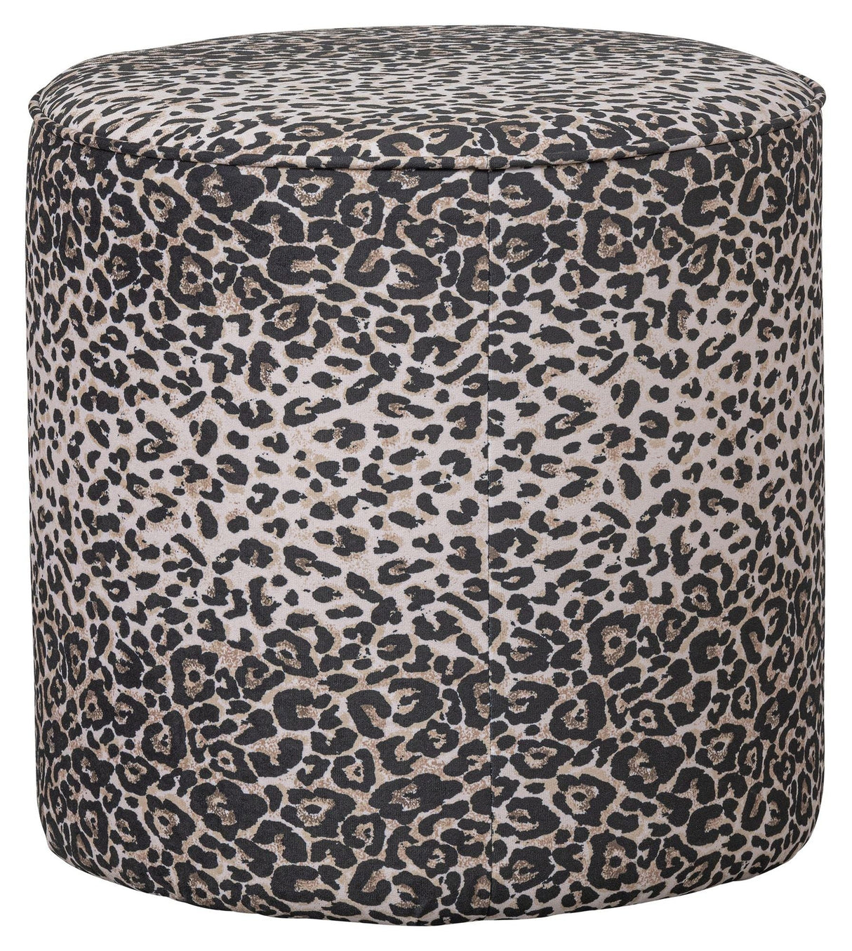 Megan Round Pouf w. Panther Print, 46xø46cm