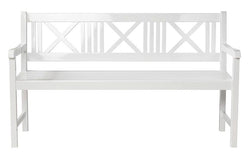 LØKken Garden Bench White Painted Mahogany, B: 150