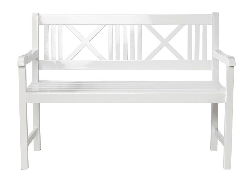 LØKken Garden Bench White Painted Mahogany, B: 120