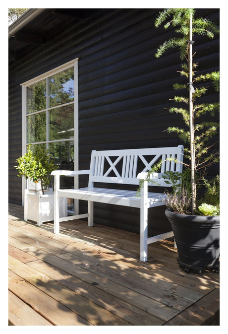 LØKken Garden Bench White Painted Mahogany, B: 120