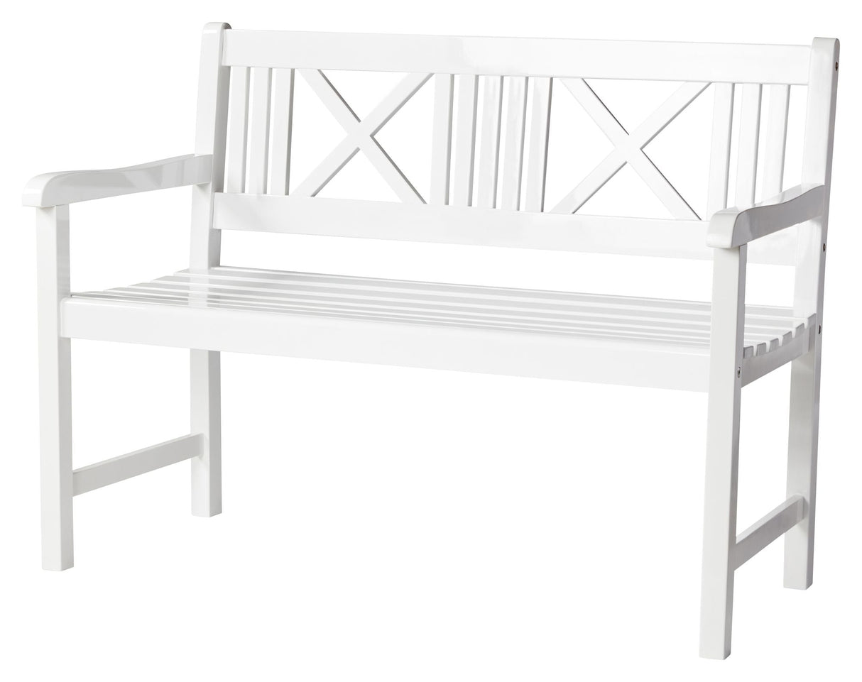 LØKken Garden Bench White Painted Mahogany, B: 120