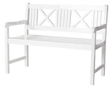 LØKken Garden Bench White Painted Mahogany, B: 120