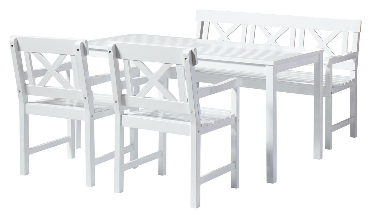 LØKken Garden Furniture Set, White Painted Mahogany