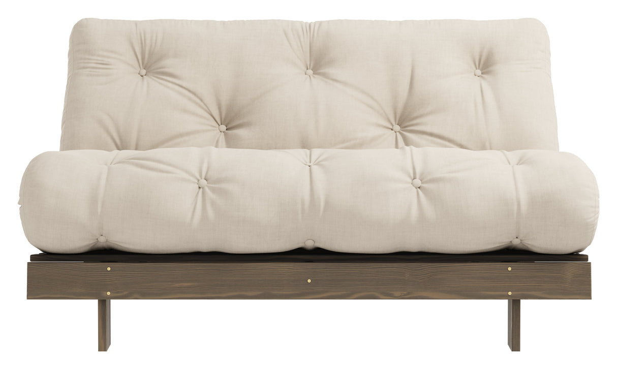 Røtter 140 sofa seng, brun lakkert furu, beige