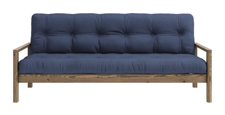 Knottesofa, brun lakkert furu, marine