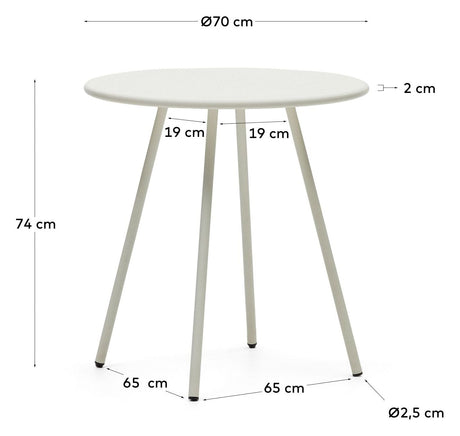 Montjoi Round Garden Table, White, Ø70