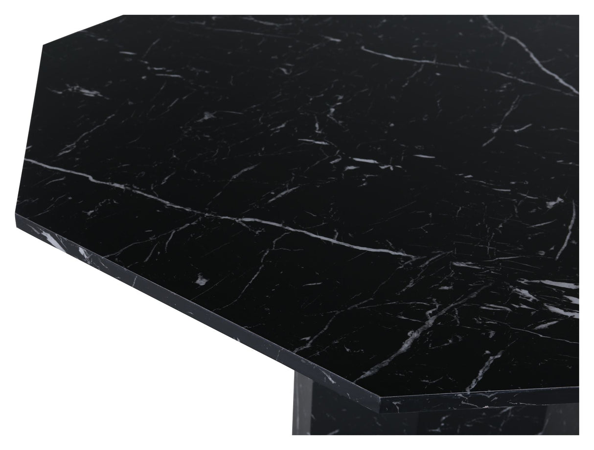 Marmor spisebord, Ø110, Black Marble Look