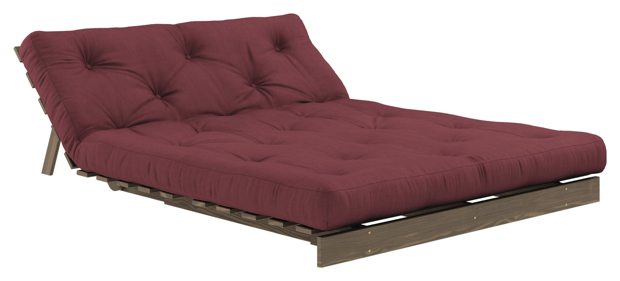 Røtter 140 sofa seng, brun lakkert furu, Bordeaux