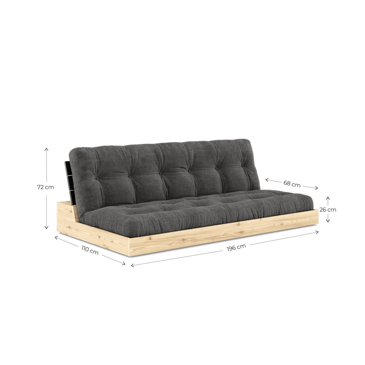 Base sofa seng, leirbrun/natur