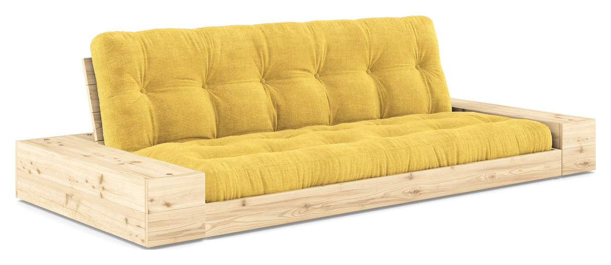 Base sofa seng med sidekasser, honning/natur