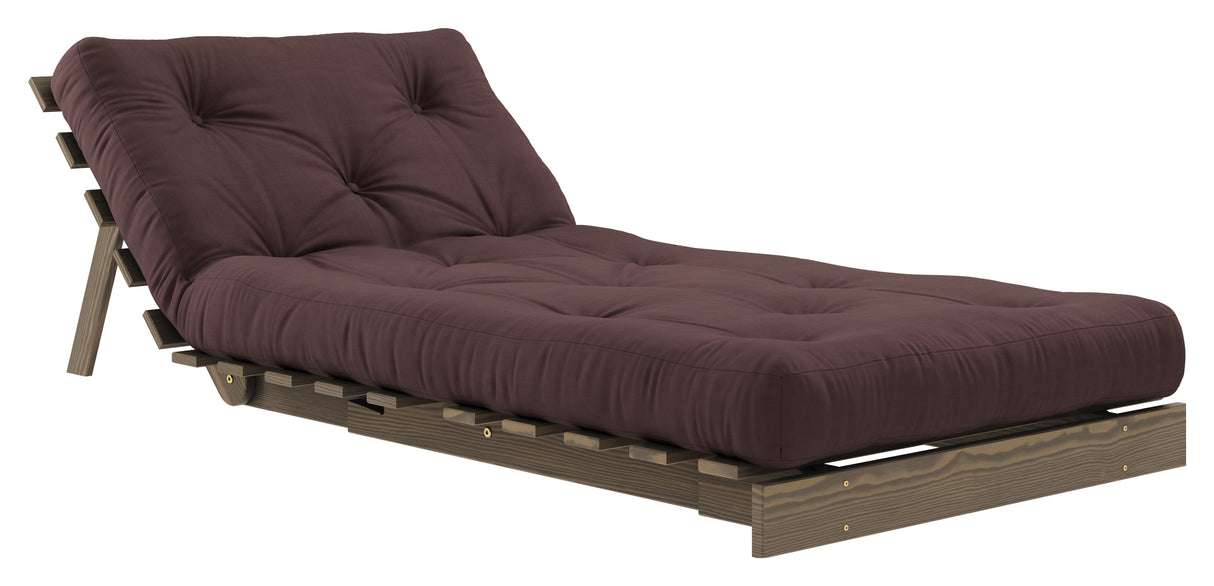 Røtter 90 sofa seng, brun lakkert furu, brun