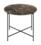 Avila sidebord i polert brun Emperador Marble, Ø52