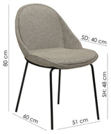 Arch Dining Chair, Pebble Earth Bouclé Stoff