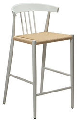 Sava Bar Stool SH: 66,50 cm, beige papirtau/hvit ramme