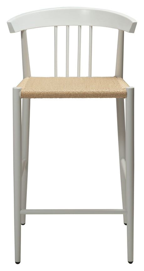 Sava Bar Stool SH: 66,50 cm, beige papirtau/hvit ramme