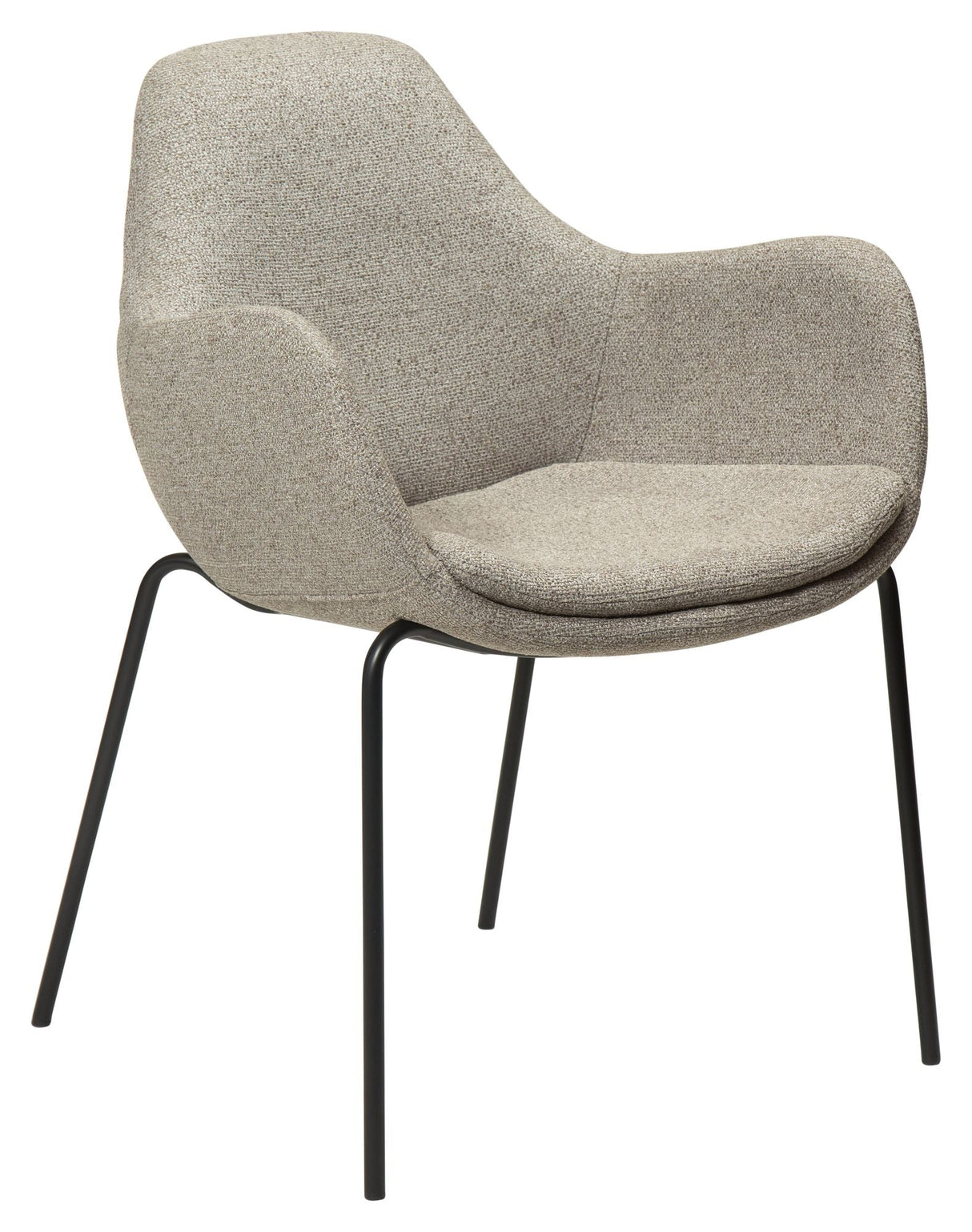 Zimmer Dining Chair with Arm, Pebble Earth Bouclé Stoff