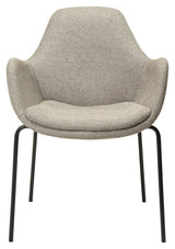 Zimmer Dining Chair with Arm, Pebble Earth Bouclé Stoff