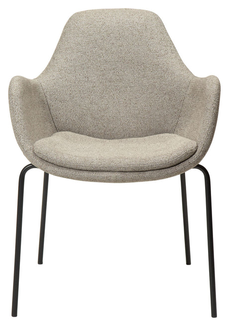 Zimmer Dining Chair with Arm, Pebble Earth Bouclé Stoff