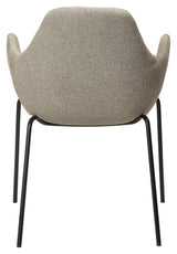 Zimmer Dining Chair with Arm, Pebble Earth Bouclé Stoff