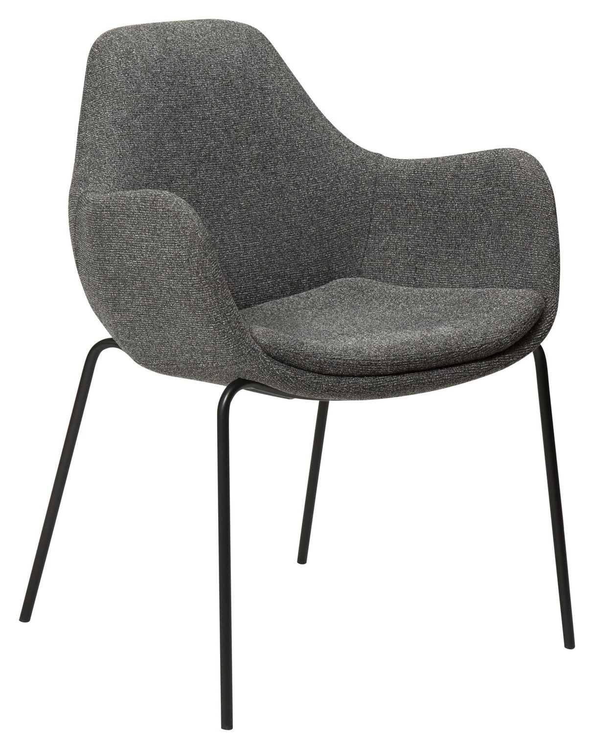 Zimmer Dining Chair with Arm, Pebble Grey Bouclé Stoff