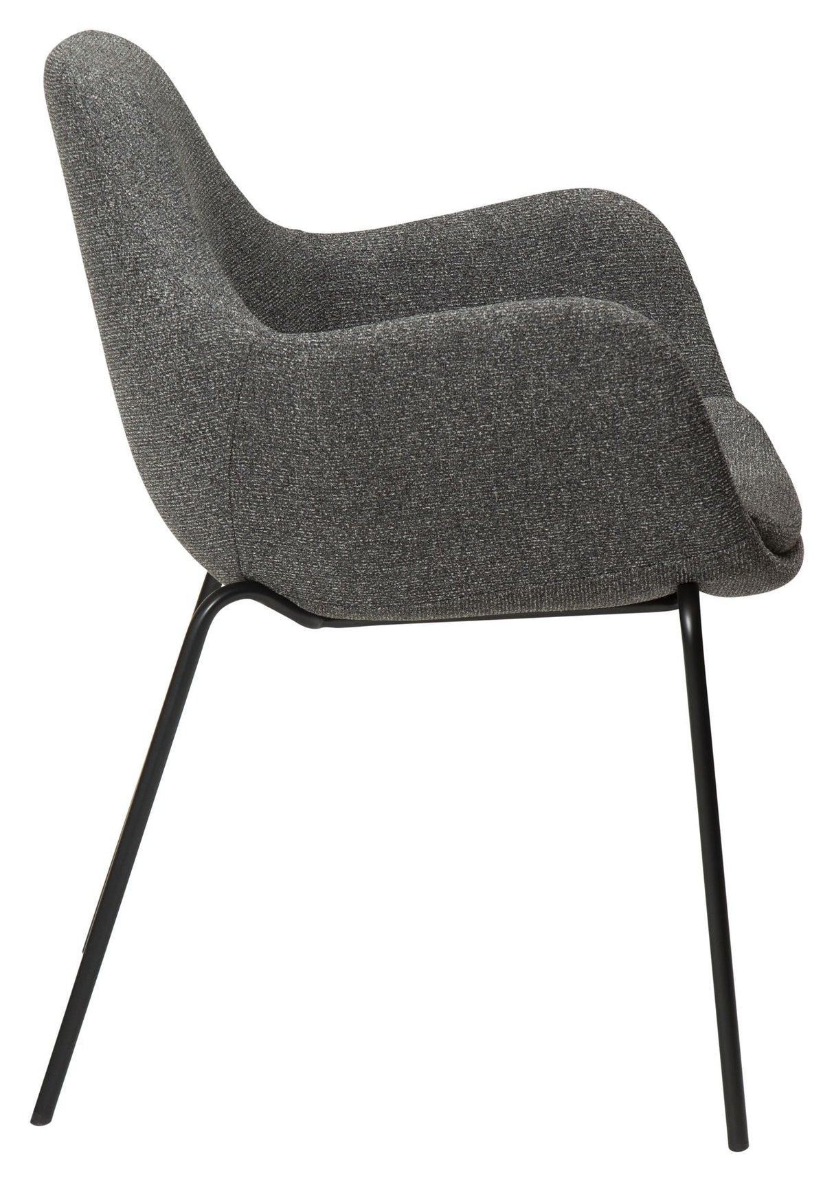 Zimmer Dining Chair with Arm, Pebble Grey Bouclé Stoff