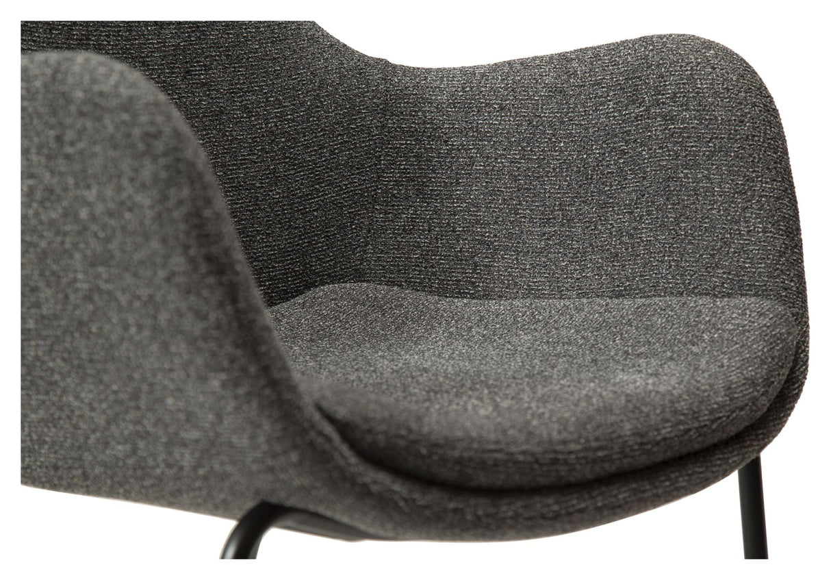 Zimmer Dining Chair with Arm, Pebble Grey Bouclé Stoff